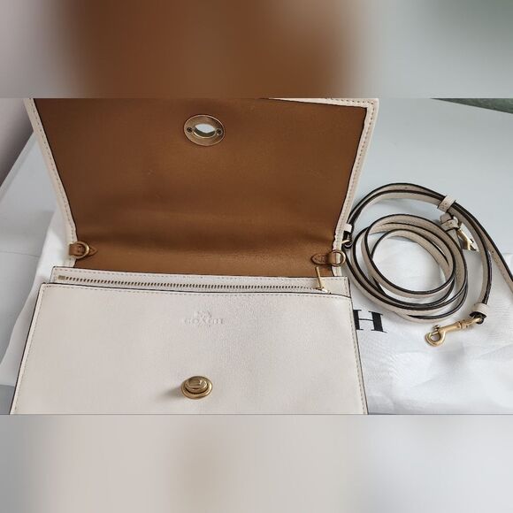 COACH Hayden Foldover Quilted Crossbody Clutch Bag in Chalk/Cream - Picture 5 of 13